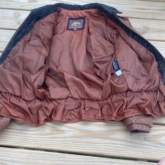 VTG Adventure Bound Leather Jacket Womens XS Southwestern Tasseled Zip Brown - Picture 4 of 5